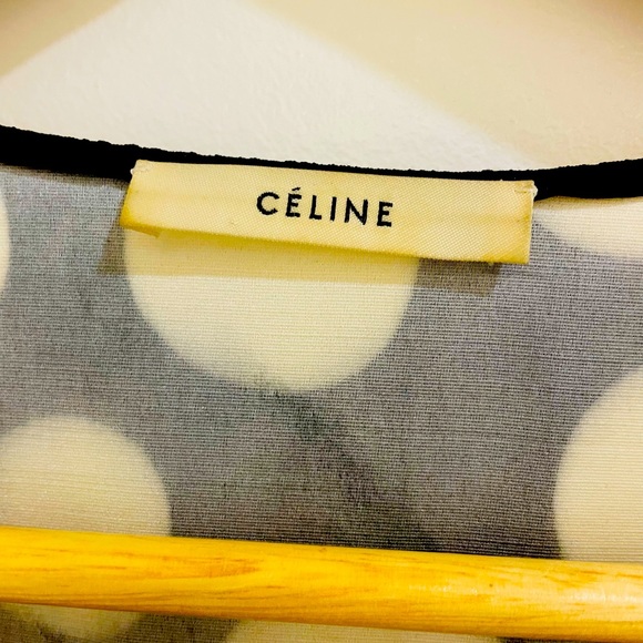 Celine black and ivory silk wool polka dot tunic - Picture 3 of 4